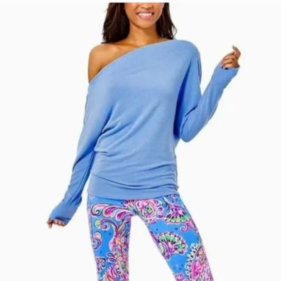 NWOT Lilly Pulitzer Sheera Off the Shoulder Blue Top (small) - Picture 1 of 8
